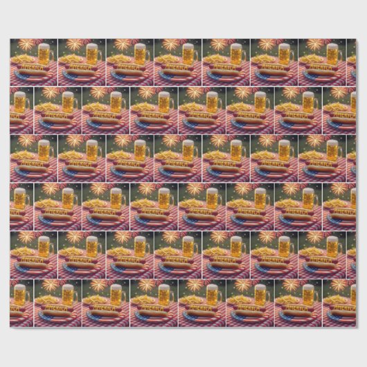 4 juli Amerikaanse hotdog Cadeaupapier (Vlak)