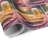 4 juli Amerikaanse hotdog Cadeaupapier (Rol Hoek)