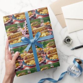 4 juli Amerikaanse hotdog Cadeaupapier