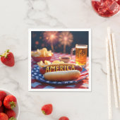 4 juli Amerikaanse hotdog en bier Servet (Insitu)