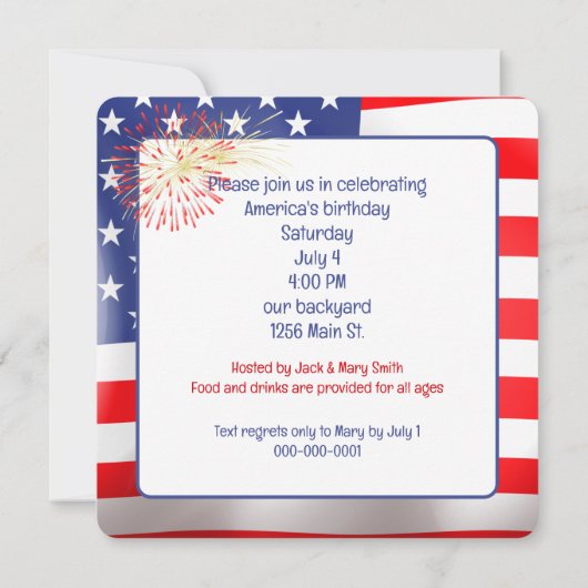 4 juli Amerikaanse hotdog Kaart (Achterkant)