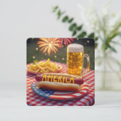 4 juli Amerikaanse hotdog Kaart (Staand voorkant)