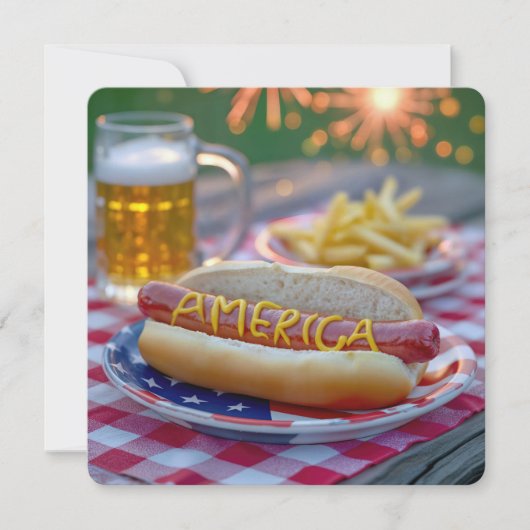 4 juli Amerikaanse Hotdog Kaart (Voorkant)