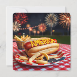 4 juli Amerikaanse hotdog Kaart