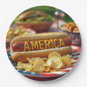 4 juli Amerikaanse hotdog Papieren Bordje