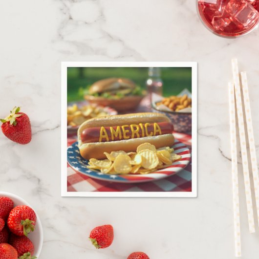 4 juli Amerikaanse hotdog Servet (Insitu)