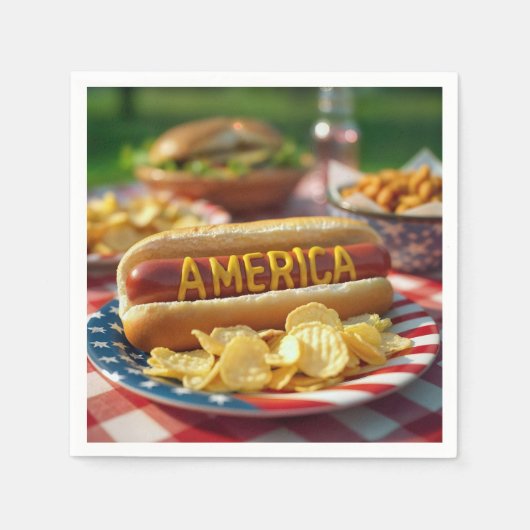 4 juli Amerikaanse hotdog Servet (Voorkant)