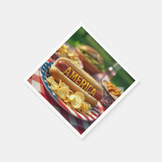 4 juli Amerikaanse hotdog Servet (Hoek)