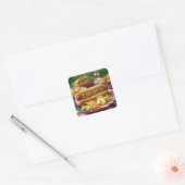 4 juli Amerikaanse hotdog Vierkante Sticker (Envelop)