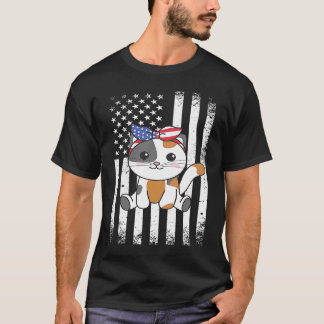4 juli Amerikaanse kat voor kinderen Schattige USA T-shirt