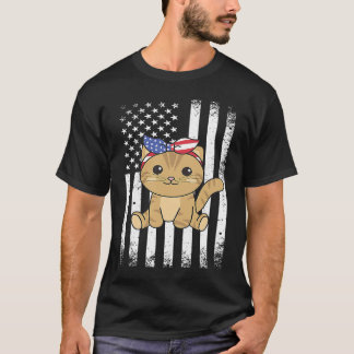 4 juli Amerikaanse kat voor kinderen Schattige USA T-shirt