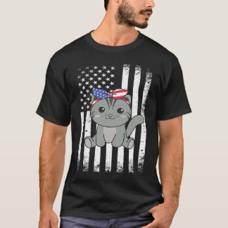 4 juli Amerikaanse kat voor kinderen Schattige USA T-shirt