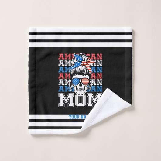 4 juli Amerikaanse Moeder Patriottisch Gepersonali Bad Handdoek (Wasdoekje)