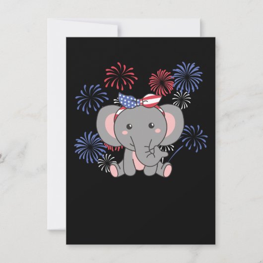 4 juli Amerikaanse olifant Kinder Usa Fireworks H Feestdagenkaart (Voorkant)