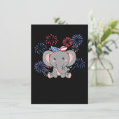 4 juli Amerikaanse olifant Kinder Usa Fireworks H Feestdagenkaart (Staand voorkant)