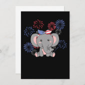 4 juli Amerikaanse olifant Kinder Usa Fireworks H Feestdagenkaart (Voorkant / Achterkant)