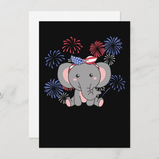 4 juli Amerikaanse olifant Kinder Usa Fireworks H Feestdagenkaart (Voorkant / Achterkant)