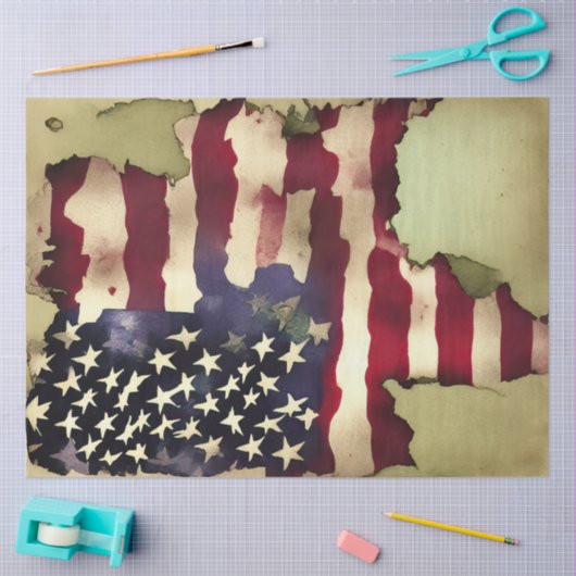 4 juli Amerikaanse Onafhankelijkheid Grunge Vlag Tissuepapier (Craft)