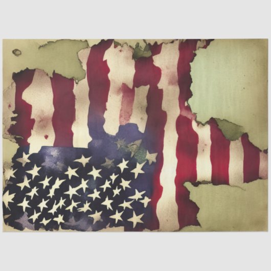 4 juli Amerikaanse Onafhankelijkheid Grunge Vlag Tissuepapier (Voorkant)