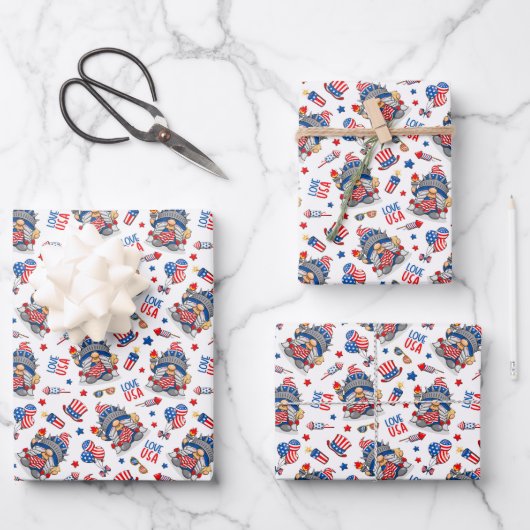4 juli Amerikaanse Onafhankelijkheid mevrouw Gnome Inpakpapier Vel (Voorkant)
