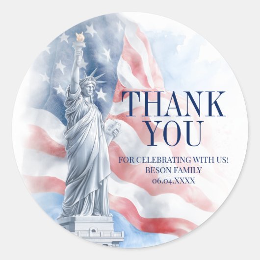 4 juli Amerikaanse Onafhankelijkheidsdag Dank u vo Ronde Sticker (Voorkant)