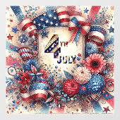 4 juli Amerikaanse Onafhankelijkheidsdag Rood Wit Raamsticker (Vel)