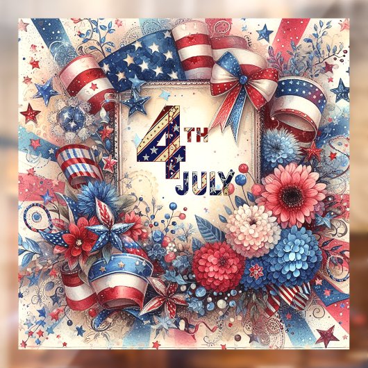 4 juli Amerikaanse Onafhankelijkheidsdag Rood Wit Raamsticker (Vel 2)