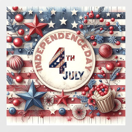 4 juli Amerikaanse Onafhankelijkheidsdag Sterren & Raamsticker (Vel)