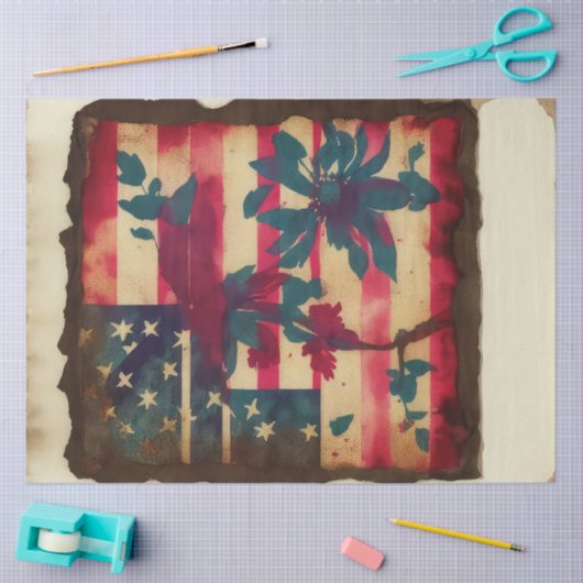 4 juli Amerikaanse Onafhankelijkheidsvlag Blauwe B Tissuepapier (Craft)