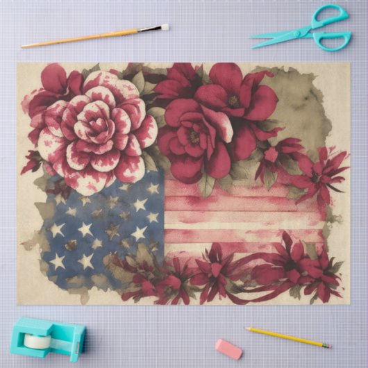 4 juli Amerikaanse Onafhankelijkheidsvlag Camellia Tissuepapier (Craft)