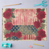 4 juli Amerikaanse Onafhankelijkheidsvlag Red Rose Tissuepapier (Craft)