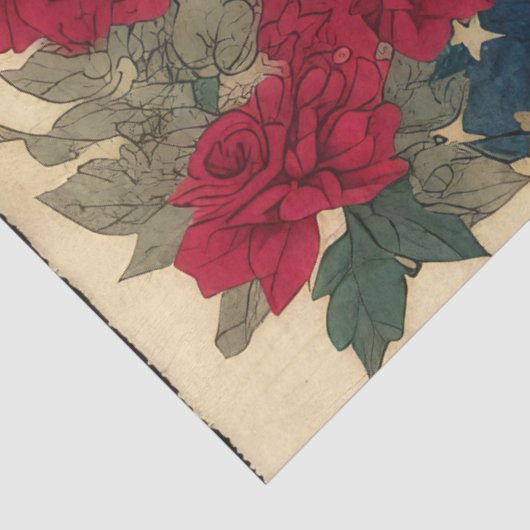 4 juli Amerikaanse Onafhankelijkheidsvlag Red Rose Tissuepapier (Detail)