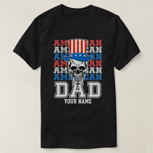 4 juli Amerikaanse papa Patriottisch gepersonalise T-shirt (Design voorkant)