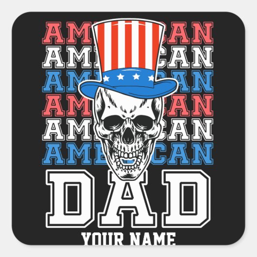 4 juli Amerikaanse papa Patriottisch gepersonalise Vierkante Sticker (Voorkant)