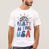 4 JULI AMERIKAANSE PARTIJ IN DE VS TYPOGRAFIE T-SHIRT (Voorkant)