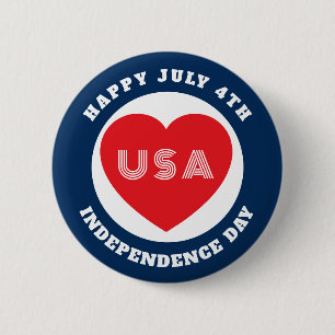 4 juli Amerikaanse Patriottische Rode Witte Blauwe Ronde Button 5,7 Cm