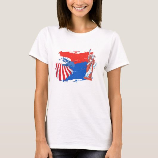 4 juli Amerikaanse Spirit Freedom Eagle T-shirt (Voorkant)