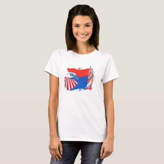 4 juli Amerikaanse Spirit Freedom Eagle T-shirt (Voorkant volledig)