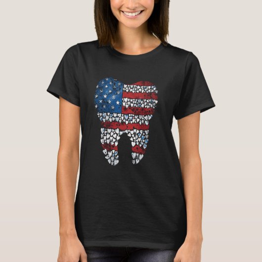 4 juli Amerikaanse tandheelkundige tanden Amerikaa T-shirt (Voorkant)
