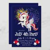 4 juli Amerikaanse Unicorn Pegasus-regenboog Kaart (Voorkant / Achterkant)