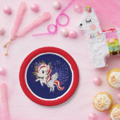 4 juli Amerikaanse Unicorn Pegasus-regenboog Papieren Bordje (Feest)