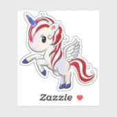 4 juli Amerikaanse Unicorn Pegasus-regenboog Sticker (Vel)
