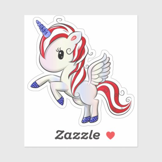 4 juli Amerikaanse Unicorn Pegasus-regenboog Sticker (Vel)