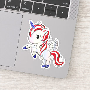 4 juli Amerikaanse Unicorn Pegasus-regenboog Sticker