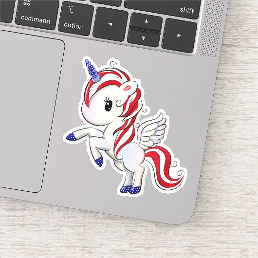 4 juli Amerikaanse Unicorn Pegasus-regenboog Sticker (Detail)