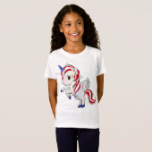 4 juli Amerikaanse Unicorn Pegasus-regenboog T-shirt (Voorkant volledig)