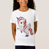 4 juli Amerikaanse Unicorn Pegasus-regenboog T-shirt (Voorkant)