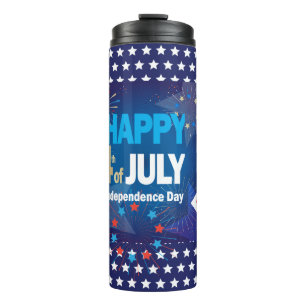 4 juli Amerikaanse USA-vlag Hart Vlag Vuurwerk Thermosbeker