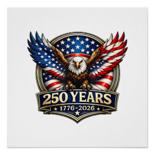 4 juli Amerikaanse vlag adelaar vintage 250 jaar 1 Perfect Poster