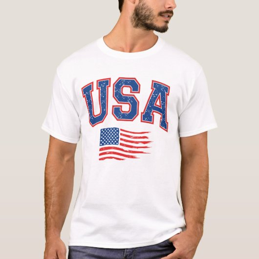 4 juli Amerikaanse vlag Amerikaans T-shirt (Voorkant)